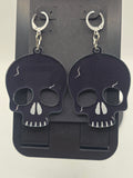 Black Skull Lever-Back Dangle Earrings