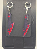 Black & Red Bloody Knife Lever-Back Dangle Earrings