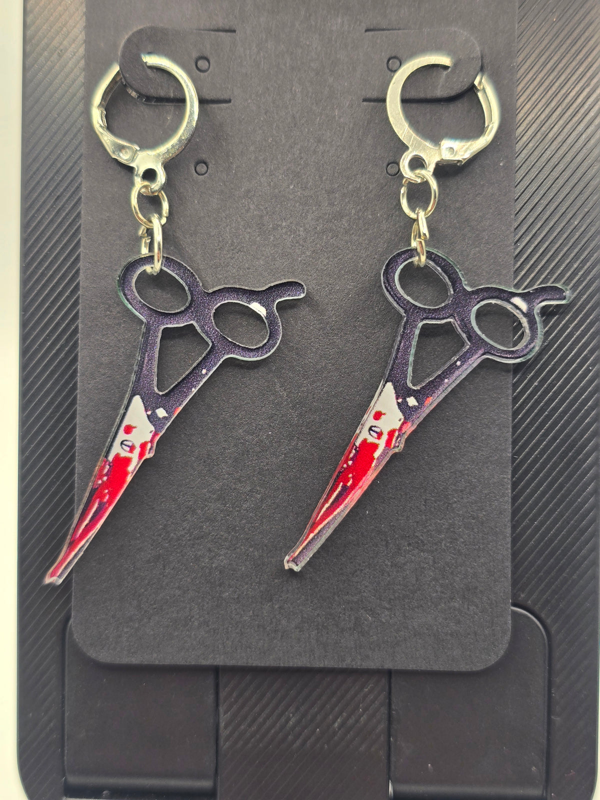 Bloody Scissors Lever-Back Dangle Earrings