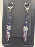 Bloody Floral Steak Knife Lever-Back Dangle Earrings