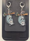 Branch-Hanging Possum Lever-Back Dangle Earrings