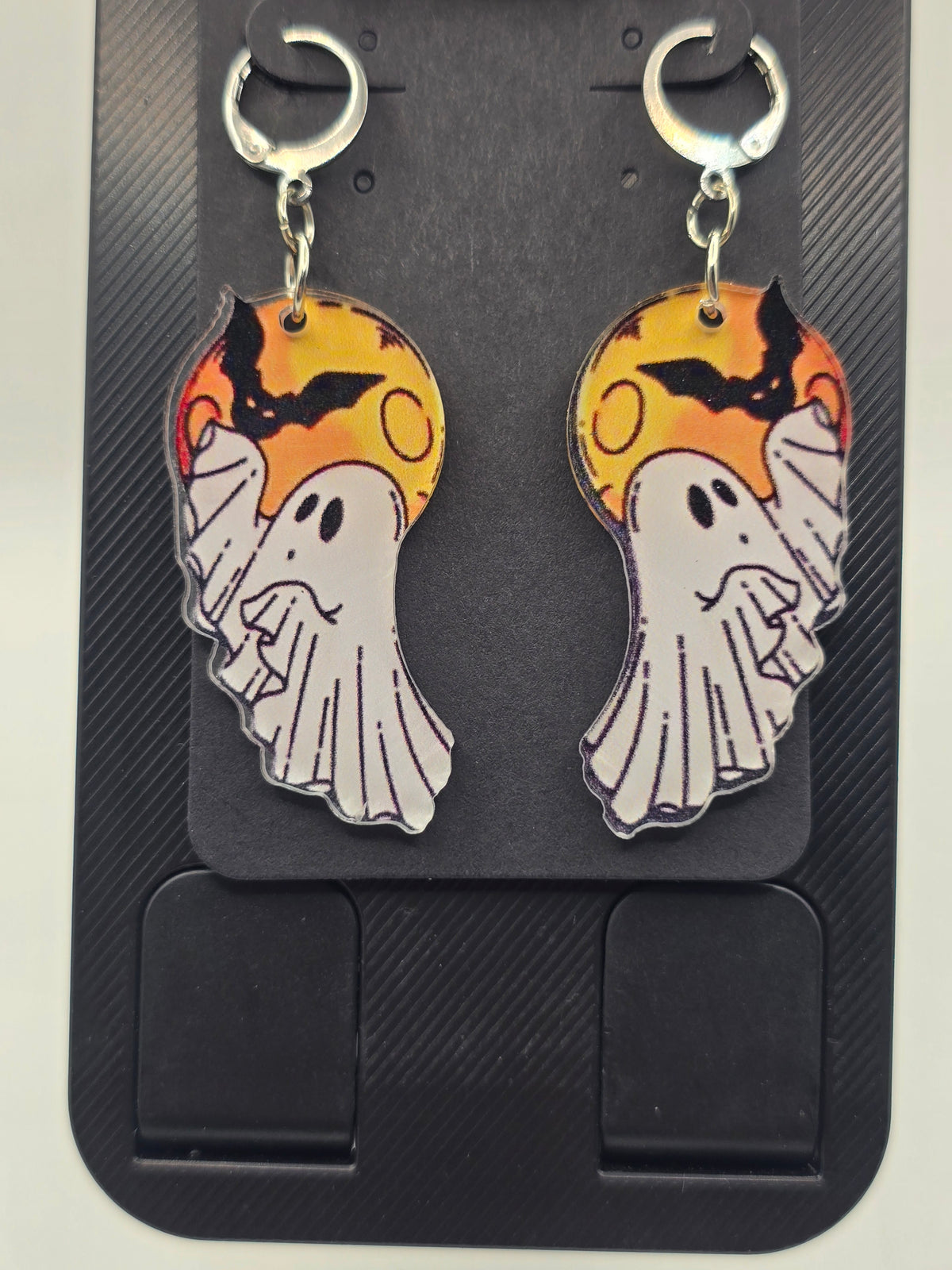 Ghost, Bat & Moon Lever-Back Dangle Earrings