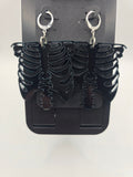 Black Rib Cage Lever-Back Dangle Earrings