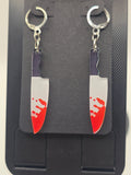White Blade Bloody Knife Lever-Back Dangle Earrings